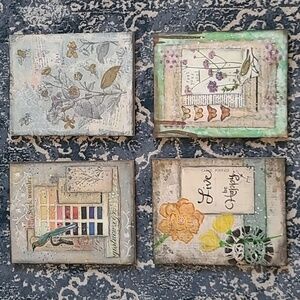 4pc Hand Made Wood Art Decor